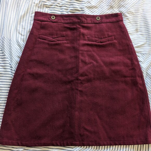 Modcloth Maroon Knee-length Wool Blend Skirt - Size L - Picture 1 of 8